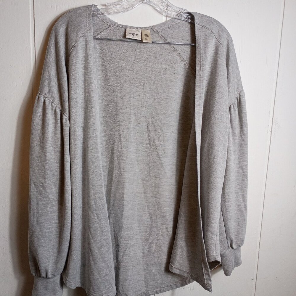 Daytrip Gray Cardigan Puff Sleeve Drop Shoulder Open Front Womens Medium